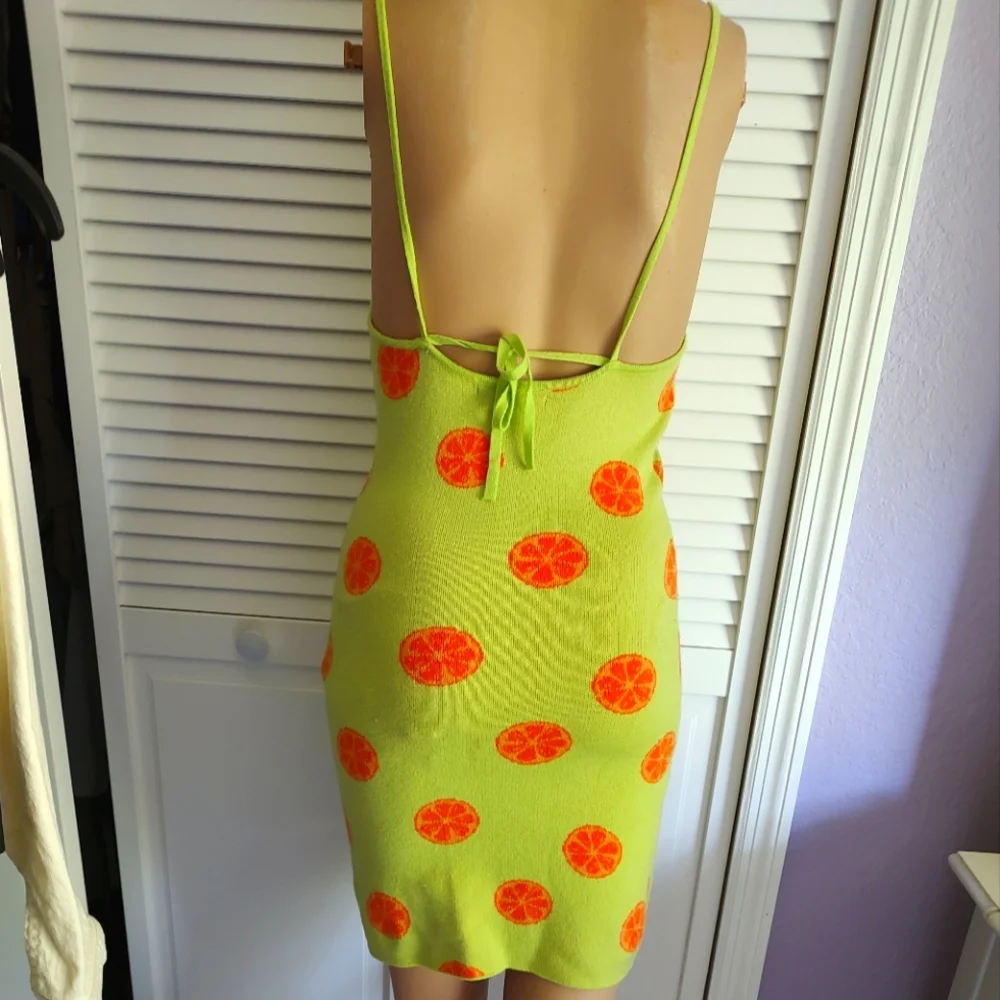 Pac Sun Bright Orange Slice Graphic Knit Like Mini Dress - Picture 3 of 5